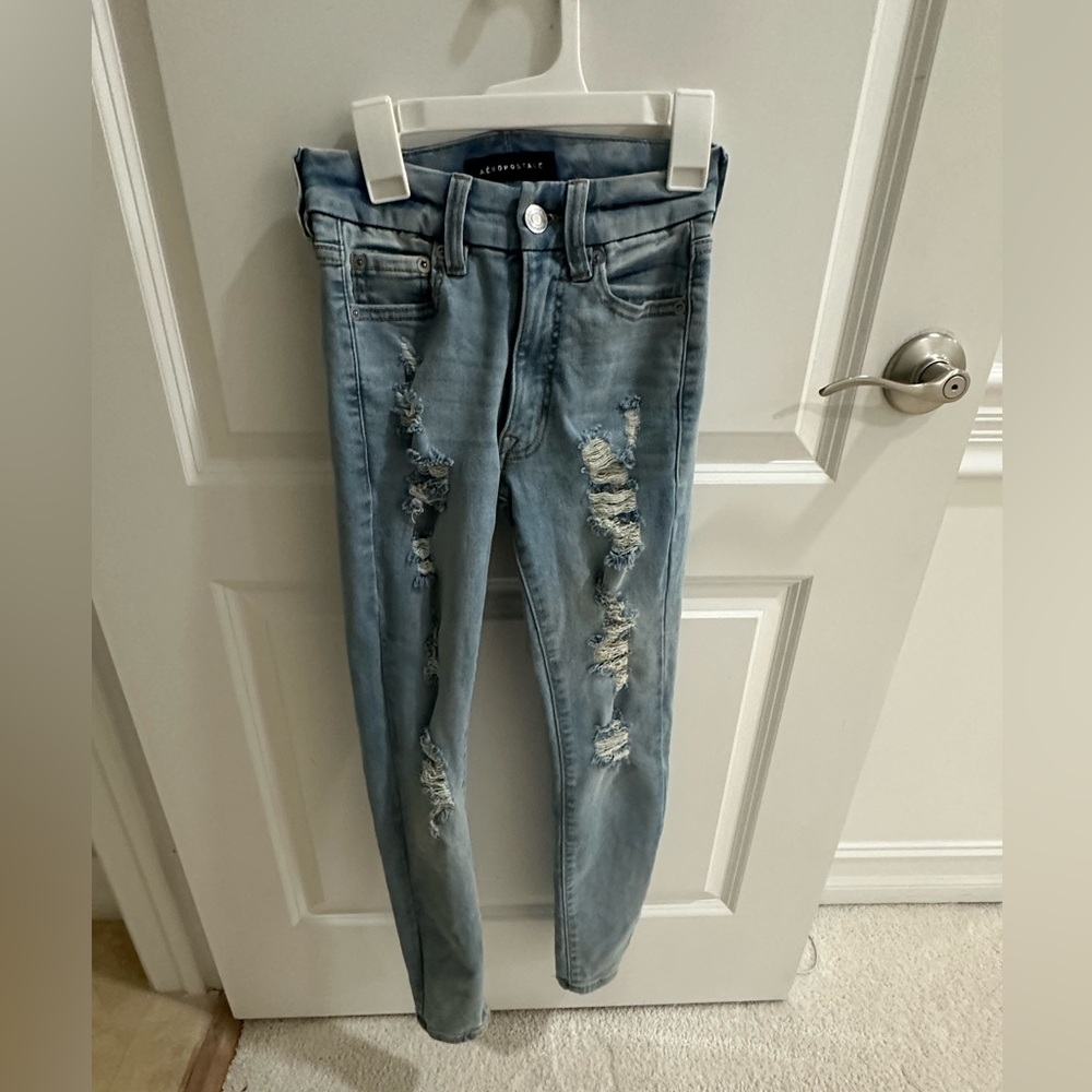 AÉROPOSTALE. Size 000 REG.High Rise Curvy Jeggings. Color Dark blue.